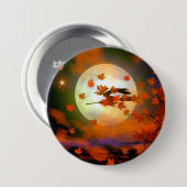 Badge Rond 7,6 Cm Vol Halloween Witch (Devant & derrière)
