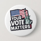 Badge Rond 7,6 Cm Vos Votes, ça compte Élections USA 2024 (Devant)
