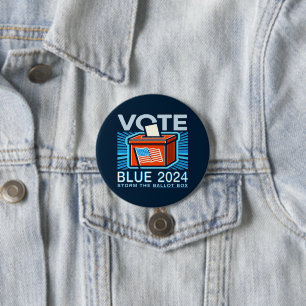 Badge Rond 7,6 Cm Vote Bleu 2024 Bulletin de vote Élection président