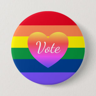 Badge Rond 7,6 Cm Vote Gay pride LGBTQ 2024 Élection Politique