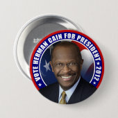 Badge Rond 7,6 Cm Vote Herman Caïn 2012 (Devant & derrière)