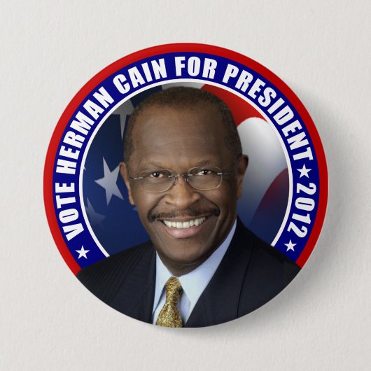 Badge Rond 7,6 Cm Vote Herman Caïn 2012 (Devant)