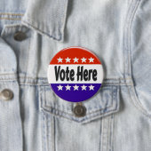 Badge Rond 7,6 Cm Vote ici (En situation)