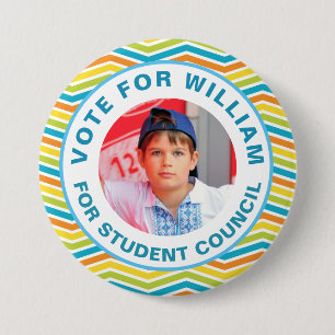 Badge Rond 7,6 Cm Vote pour le président de classe : Conseil étudian