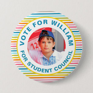 Badge Rond 7,6 Cm Vote pour le président de classe : Conseil étudian