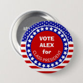 Badge Rond 7,6 Cm Vote pour le président de classe : Élection du con (Devant & derrière)