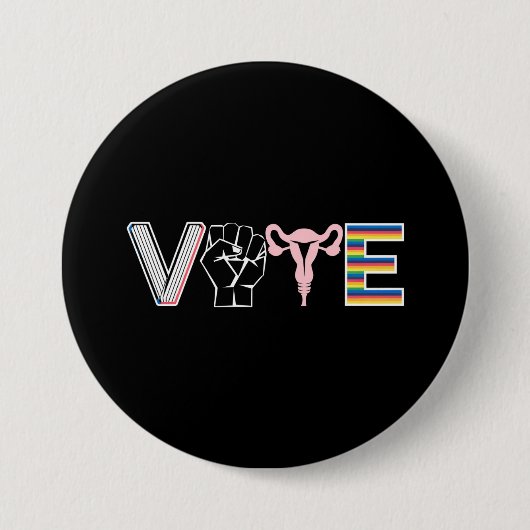 Badge Rond 7,6 Cm Voter Livres Interdits Droits de reproduction BLM  (Devant)