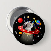 Badge Rond 7,6 Cm VOTRE CAT sur un UFO SciFi personnalisé (Devant & derrière)