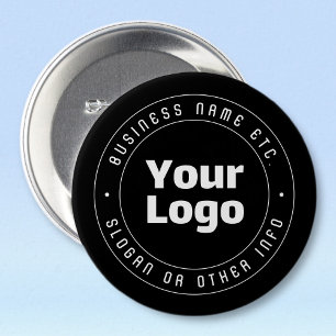 Badge Rond 7,6 Cm Votre logo et modèle de texte modifiable   Noir et