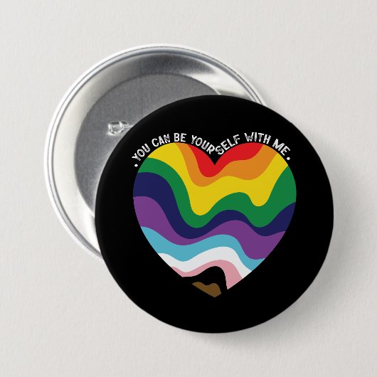 Badge Rond 7,6 Cm Vous Pouvez Être Vous-Même Avec Moi, LGBT Transgen (Devant & derrière)