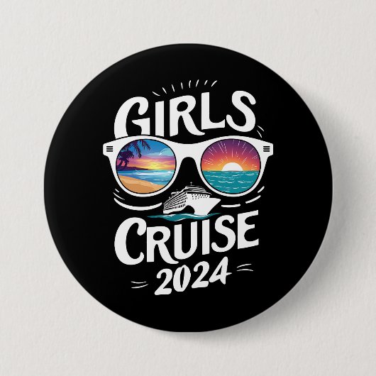 Badge Rond 7,6 Cm Voyage de croisière pour filles 2024 Amateurs de v (Devant)