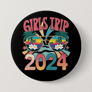 Badge Rond 7,6 Cm Voyage de filles super 2024 Week-end Été Plage