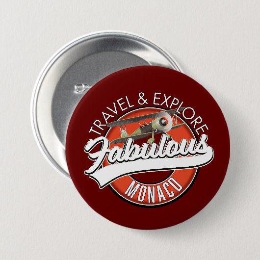 Badge Rond 7,6 Cm voyager explorer fabuleux logo de Monaco (Devant & derrière)