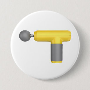 Badge Rond 7,6 Cm Vue latérale d'un pistolet de massage jaune
