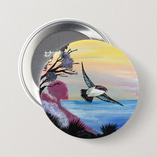 Badge Rond 7,6 Cm Vue Oiseaux (Devant & derrière)