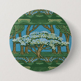 Badge Rond 7,6 Cm Walter Crane Papier peint vintage forêt de mai arb