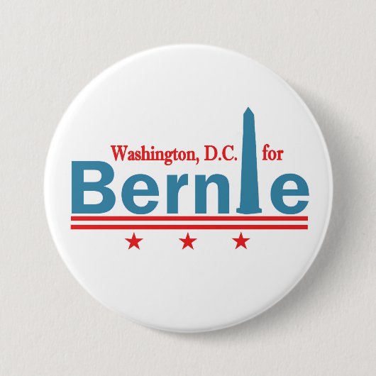 Badge Rond 7,6 Cm Washingon, C.C pour Bernie (Devant)