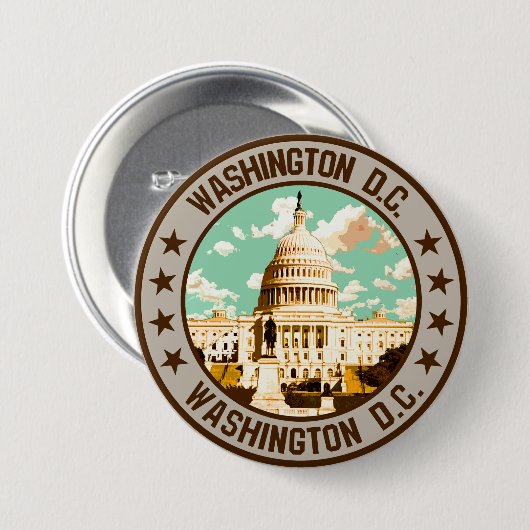 Badge Rond 7,6 Cm Washington D.C. (Devant & derrière)
