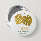 Badge Rond 7,6 Cm Week-end de Bachelorette aux feuilles de Monstera (Devant & derrière)