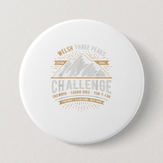 Badge Rond 7,6 Cm Welsh 3 Peaks Challenge Chemise Le Mont (Devant)