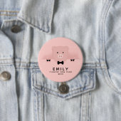 Badge Rond 7,6 Cm Whimsical Pink Pig mignon Nouvel An chinois (En situation)