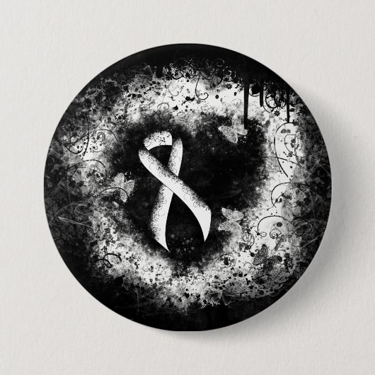 Badge Rond 7,6 Cm White Awareness Ribbon Grunge Coeur (Devant)