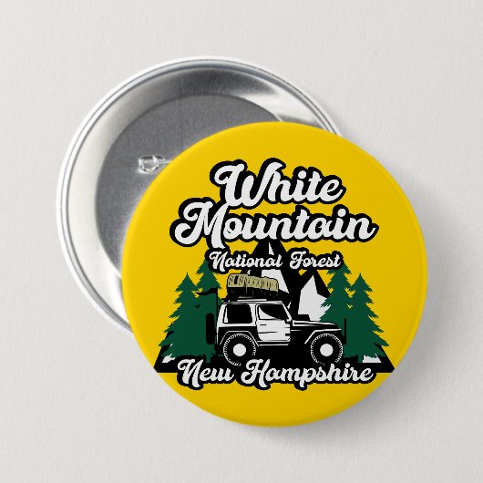 Badge Rond 7,6 Cm White Mountain National Forest New Hampshire (Devant & derrière)