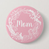 Badge Rond 7,6 Cm White Spring Wreath "Maman" (Devant)