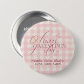 Badge Rond 7,6 Cm Wholesome Cute Pink Check Typography Galentine Day (Devant & derrière)