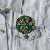 Badge Rond 7,6 Cm William Morris Compton Floral Art nouveau Motif (En situation)
