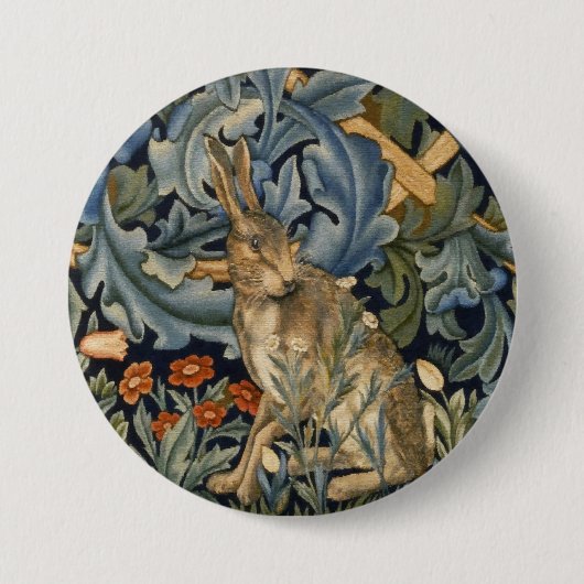 Badge Rond 7,6 Cm William Morris Forest Rabbit Floral Art (Devant)