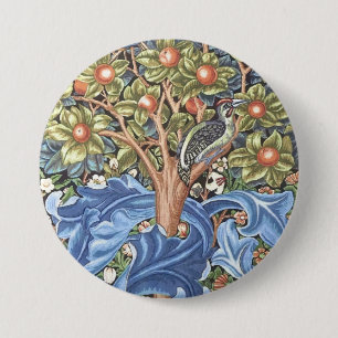 Badge Rond 7,6 Cm William Morris Woodpecker Tapestry