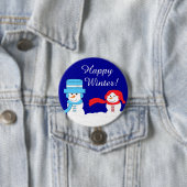 Badge Rond 7,6 Cm Winter is Quite Snowy:  Dark Blue (En situation)