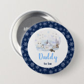 Badge Rond 7,6 Cm Winter Wonderland Arctic Animals Daddy To Be (Devant & derrière)