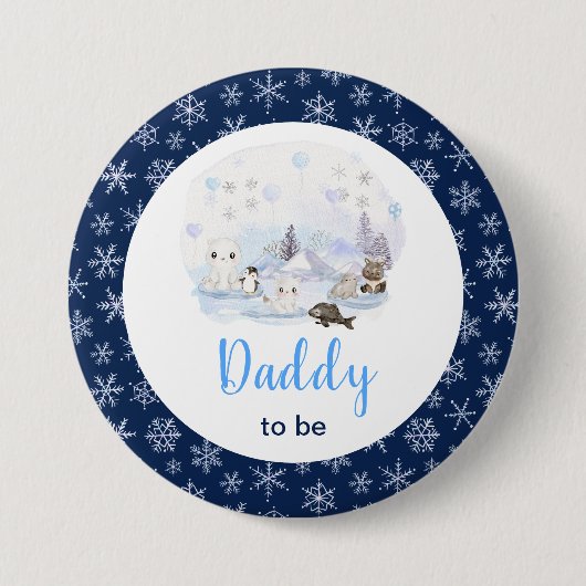 Badge Rond 7,6 Cm Winter Wonderland Arctic Animals Daddy To Be (Devant)