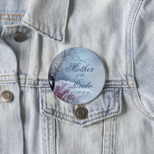 Badge Rond 7,6 Cm Winter Wonderland Mariage (En situation)