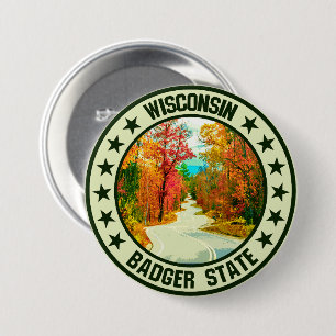 Badge Rond 7,6 Cm Wisconsin