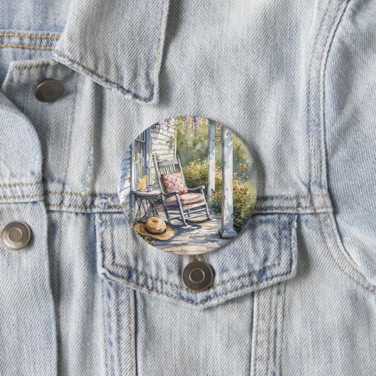 Badge Rond 7,6 Cm Wisteria Porch Rocking Chair Scène (En situation)