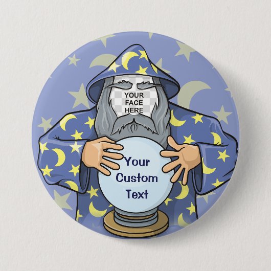 Badge Rond 7,6 Cm Wizard with your face (Devant)