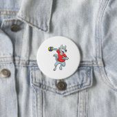 Badge Rond 7,6 Cm Wolf comme joueur de handball avec Handball (En situation)