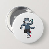 Badge Rond 7,6 Cm Wolf Handball joueur Handball (Devant & derrière)
