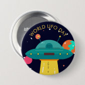 Badge Rond 7,6 Cm World UFO Day Button (Devant & derrière)