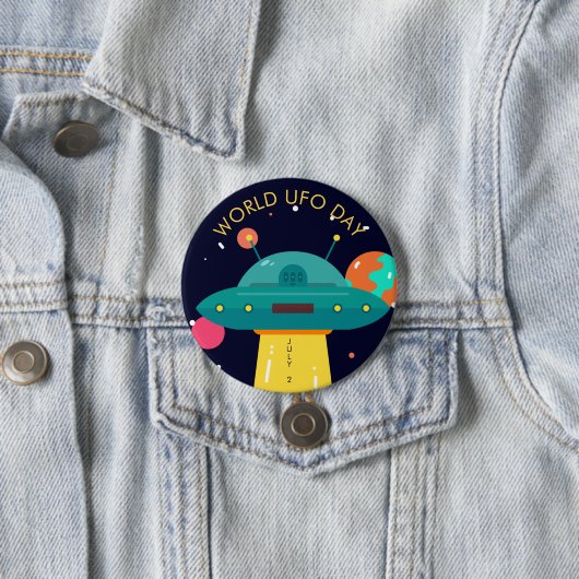 Badge Rond 7,6 Cm World UFO Day Button (En situation)
