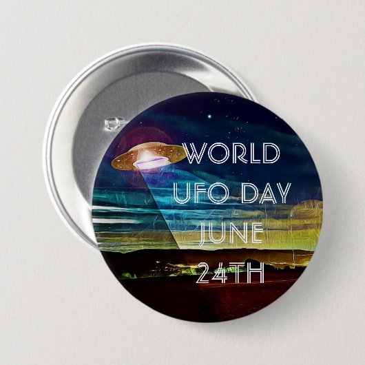 Badge Rond 7,6 Cm World UFO Day Button (Devant & derrière)