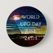 Badge Rond 7,6 Cm World UFO Day Button (Devant)