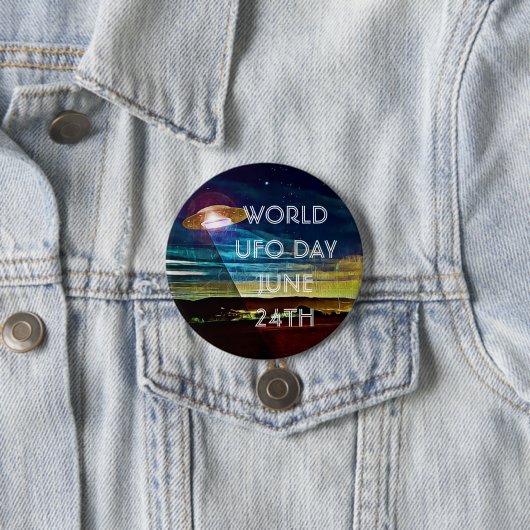 Badge Rond 7,6 Cm World UFO Day Button (En situation)