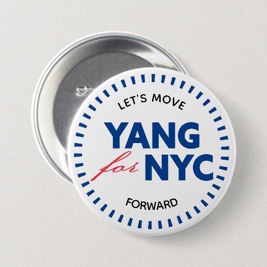 Badge Rond 7,6 Cm Yang pour NYC Avançons 46yo Points Blanc (Devant & derrière)