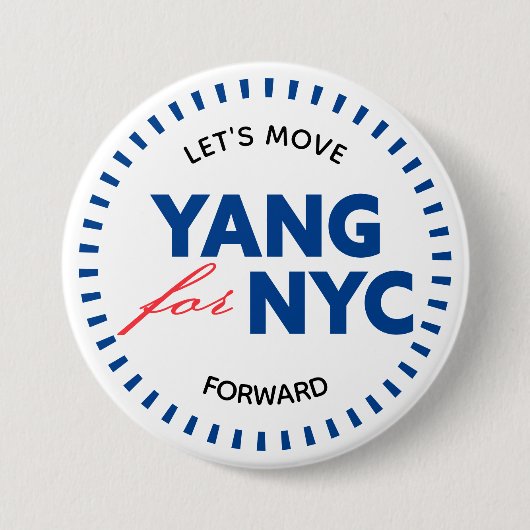 Badge Rond 7,6 Cm Yang pour NYC Avançons 46yo Points Blanc (Devant)