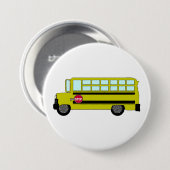 Badge Rond 7,6 Cm Yellow School Bus with Stop Sign (Devant & derrière)