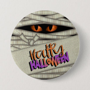 Badge Rond 7,6 Cm Yeux de maman Halloween Orange ID685